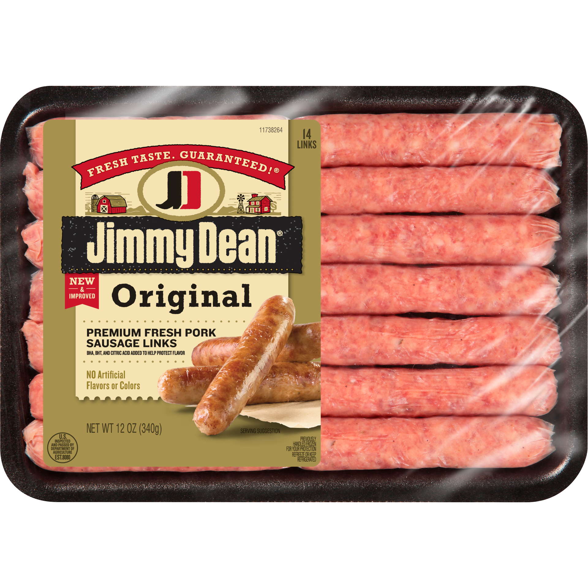 slide 1 of 10, Jimmy Dean Premium All Natural* Original Pork Breakfast Sausage Links, 12 oz (Frozen), 340.19 g