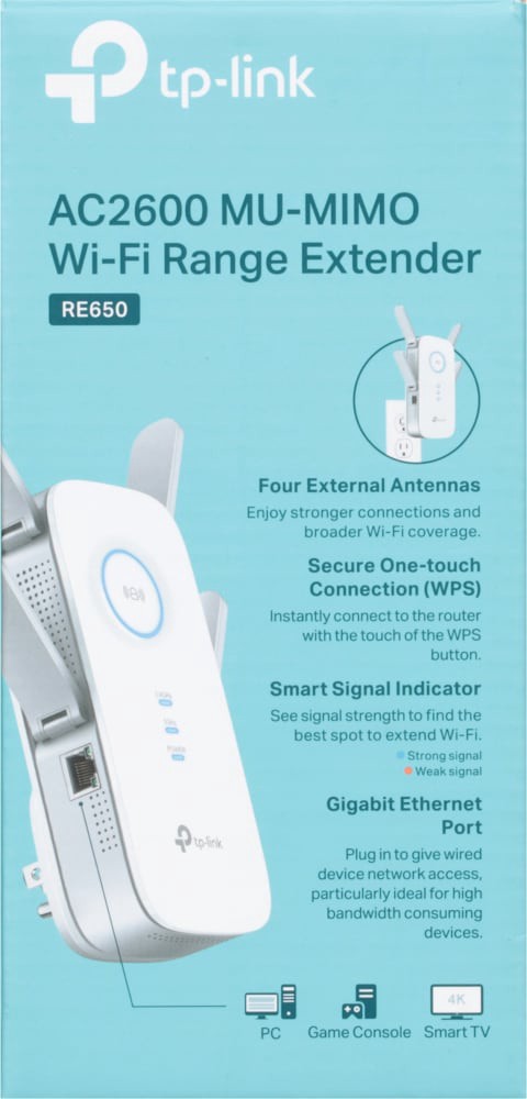 slide 4 of 4, TP-Link AC2600 MU-MIMO Wi-Fi Range Extender 1 ea, 1 ct