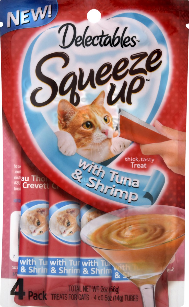 slide 5 of 9, Delectables with Tuna & Shrimp Treats For Cats 4 - 0.5 oz Tubes, 4 ct