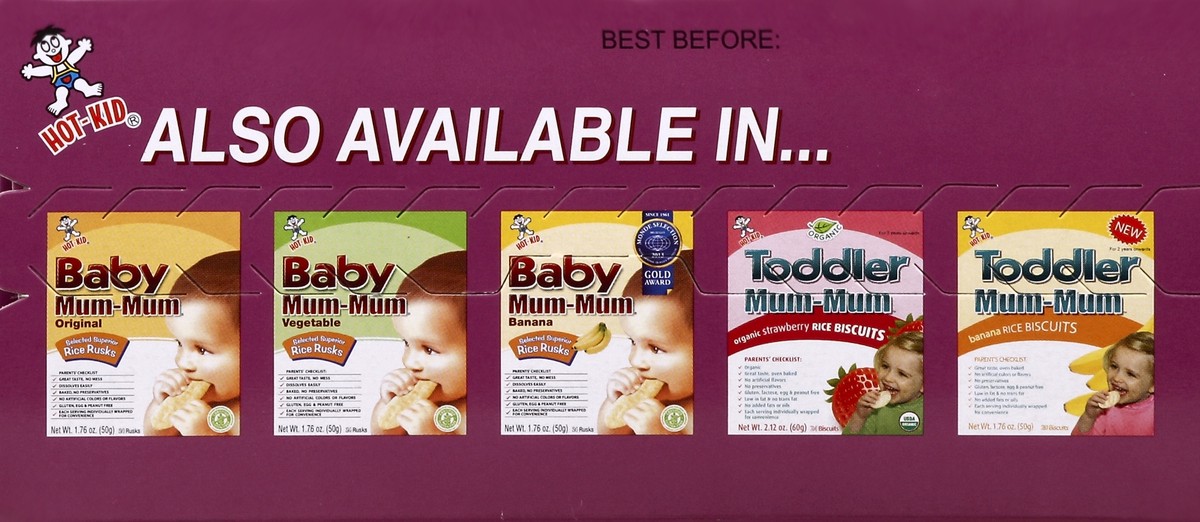 slide 5 of 5, Hot-Kid Baby Mum-Mum Original Organic Rice Rusks, 24 ct; 1.76 oz