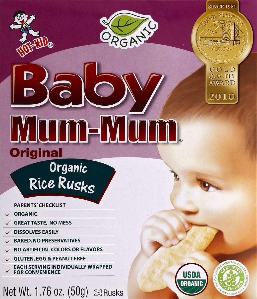 slide 2 of 5, Hot-Kid Baby Mum-Mum Original Organic Rice Rusks, 24 ct; 1.76 oz