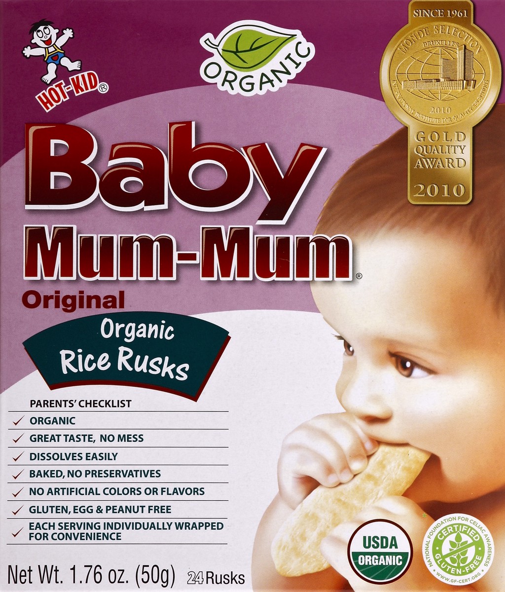slide 3 of 5, Hot-Kid Baby Mum-Mum Original Organic Rice Rusks, 24 ct; 1.76 oz