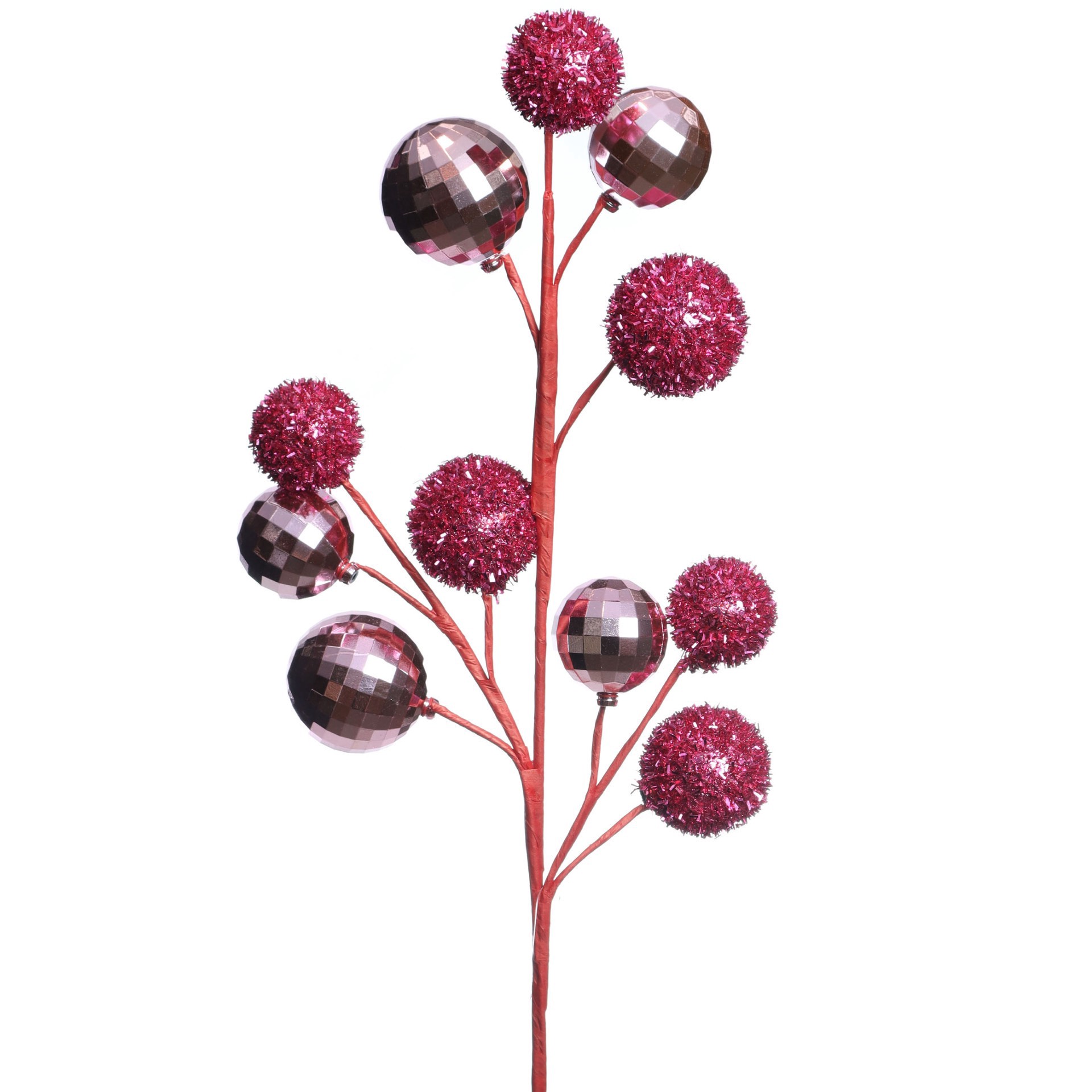 slide 3 of 3, 28" Pink Glitter & Disco Ball Ornament Filler Stem By Ashland, 6 in x 3 in x 28 in