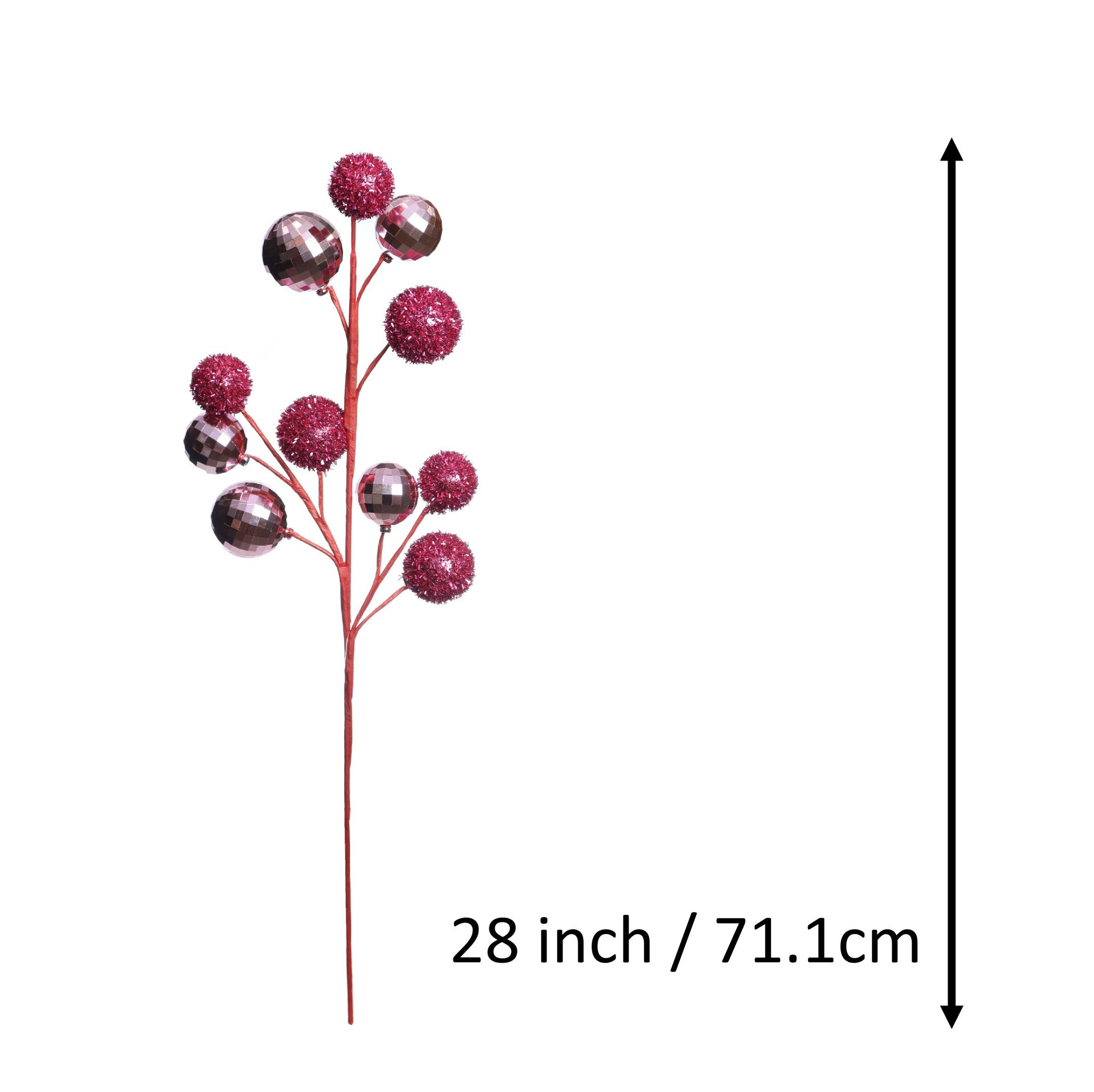 slide 2 of 3, 28" Pink Glitter & Disco Ball Ornament Filler Stem By Ashland, 6 in x 3 in x 28 in