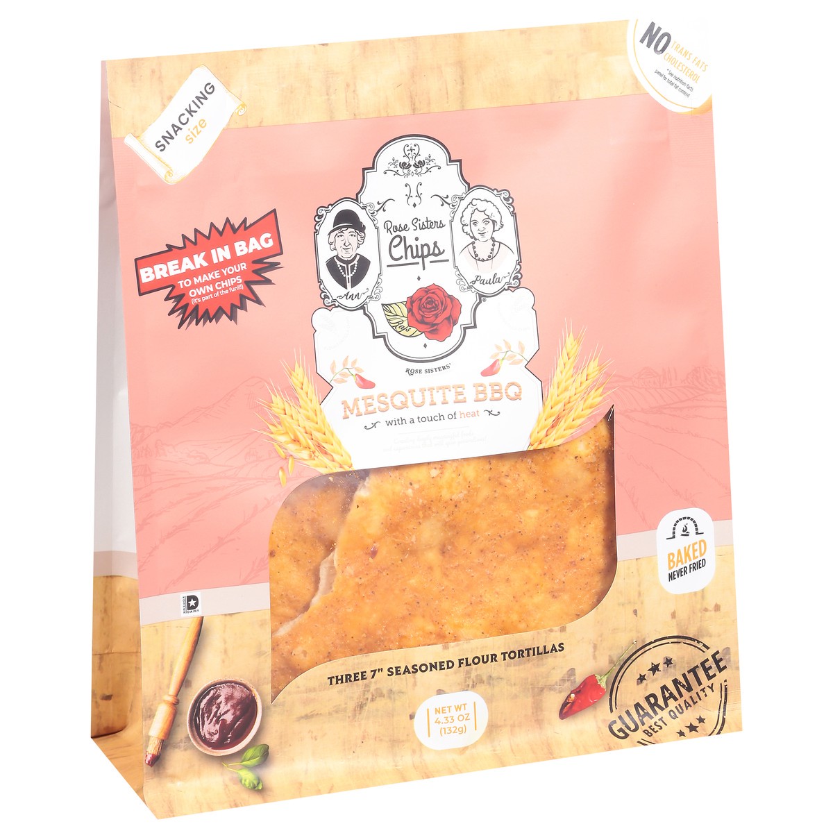 slide 2 of 9, Rose Sisters Chips Seasoned 7 Inch Mesquite BBQ Flour Tortillas Snacking Size 3 ea, 4.33 oz