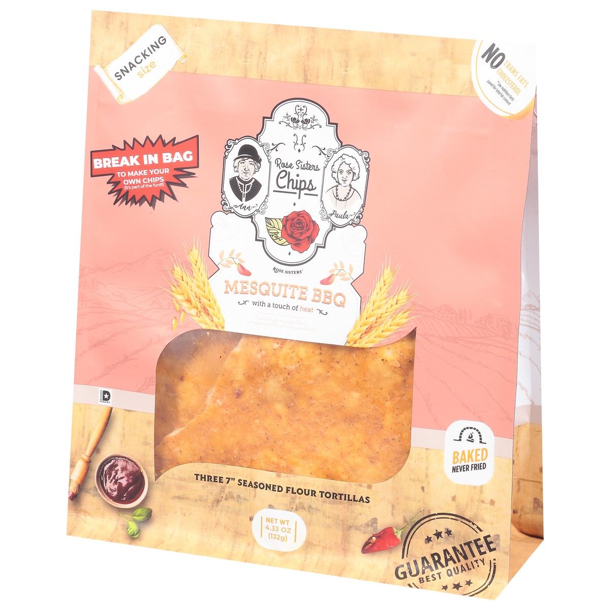 slide 7 of 9, Rose Sisters Chips Seasoned 7 Inch Mesquite BBQ Flour Tortillas Snacking Size 3 ea, 4.33 oz