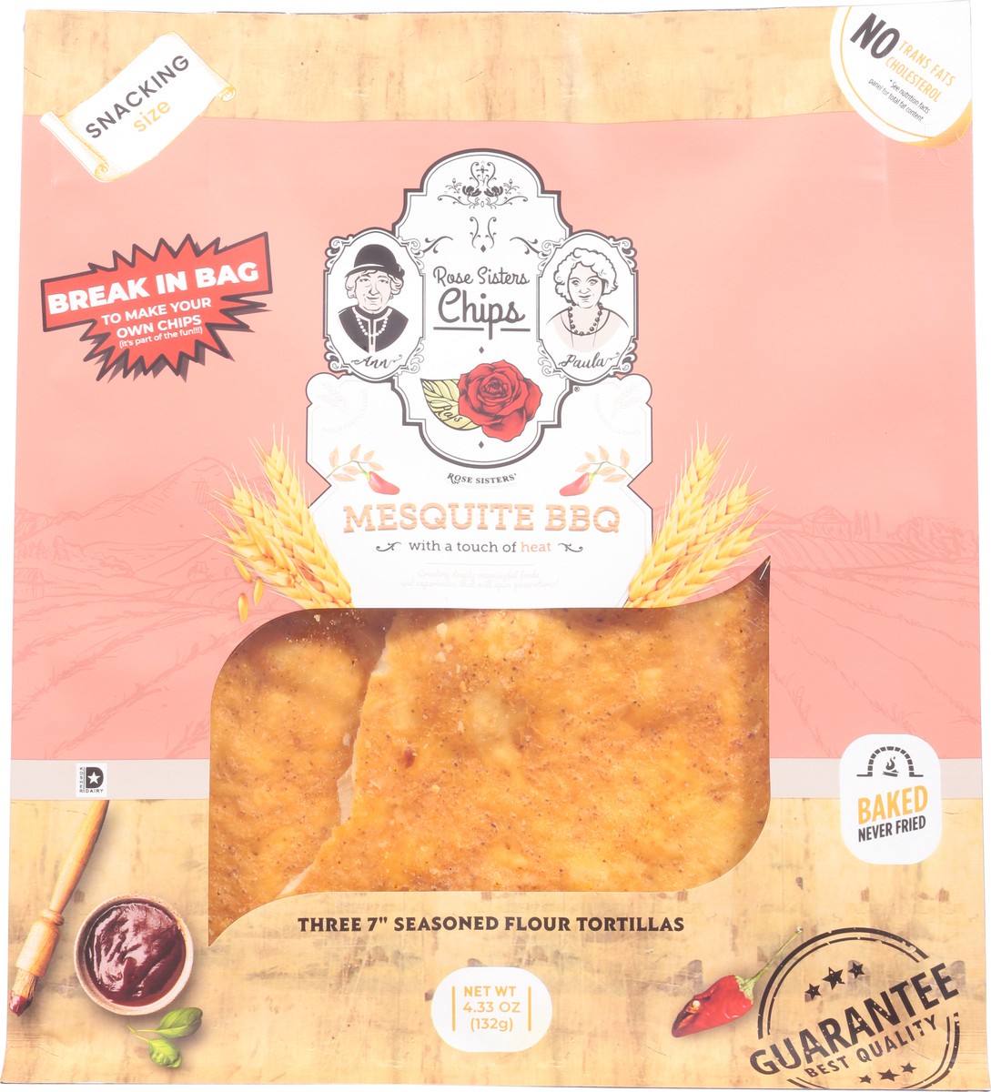 slide 8 of 9, Rose Sisters Chips Seasoned 7 Inch Mesquite BBQ Flour Tortillas Snacking Size 3 ea, 4.33 oz