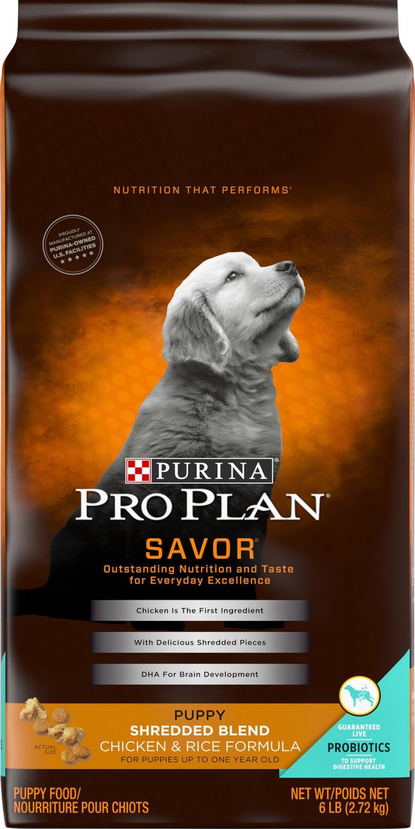 slide 3 of 6, Pro Plan Purina Pro Plan High Protein Puppy Food Shredded Blend Chicken & Rice Formula, 6 lb