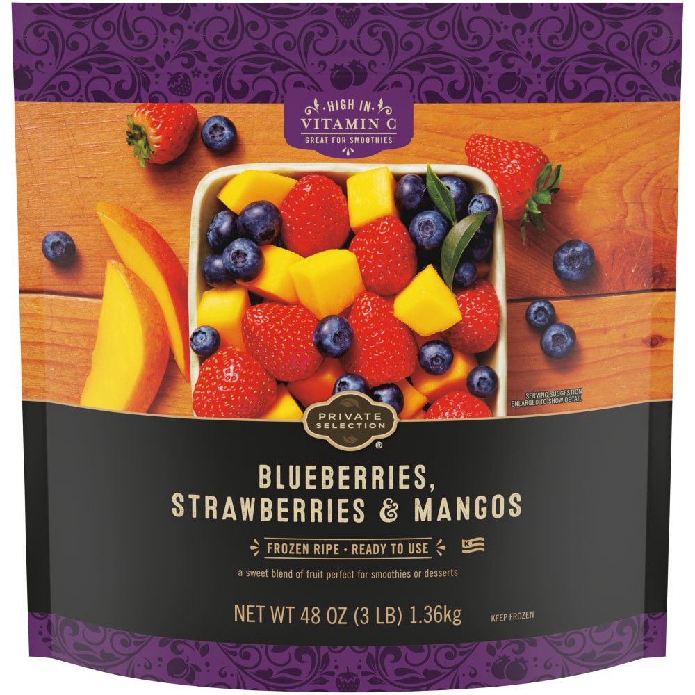 slide 2 of 3, Private Selection Blueberries Strawberries & Mangos, 48 oz