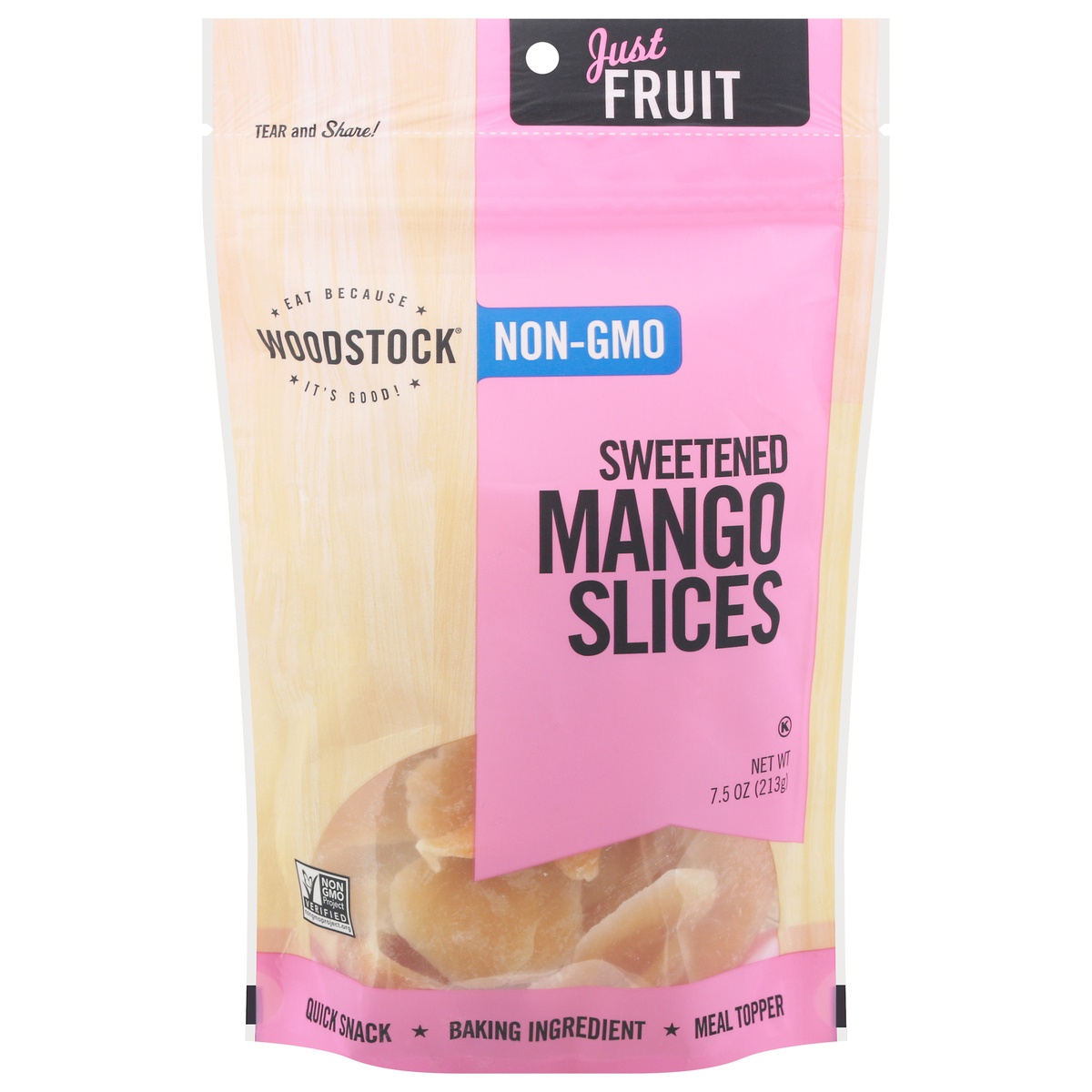 slide 1 of 1, Woodstock Low Sugar Unsulphured Mango Slices, 7 oz