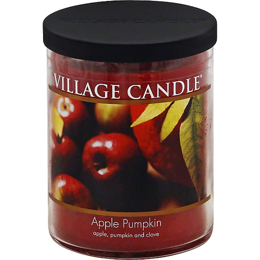 slide 2 of 3, Village Candle Candle, Apple Pumpkin, Glass Cylinder, 18 oz