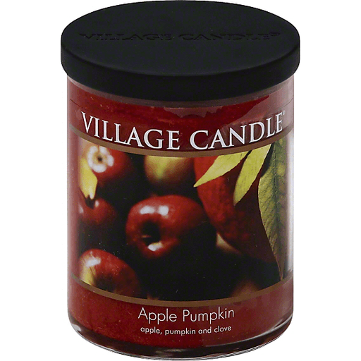 slide 1 of 3, Village Candle Candle, Apple Pumpkin, Glass Cylinder, 18 oz