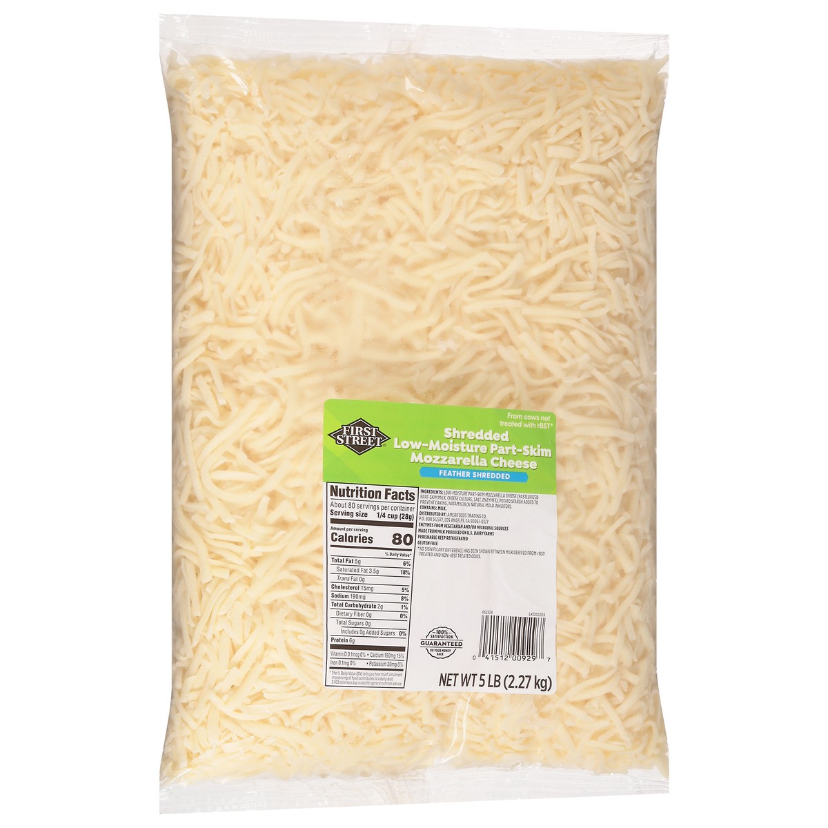 slide 6 of 13, Cb13 First Street Part-Skim Mozzarella Cheese Shred (BULK), 5 lb