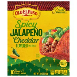 Old El Paso Spicy Jalapeño Cheddar Flavored Stand 'N Stuff Taco Shells, Gluten Free, 5.4 oz.