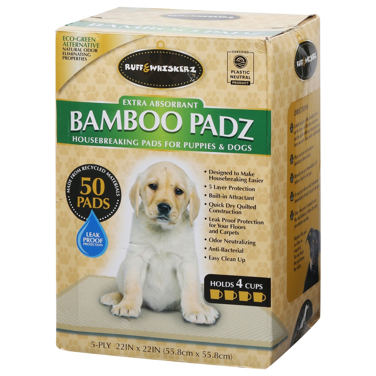 slide 4 of 15, Ruff & Whiskerz Extra Absorbant Housebreaking Bamboo Padz Pads for Puppies & Dogs 50 ea, 50 ct