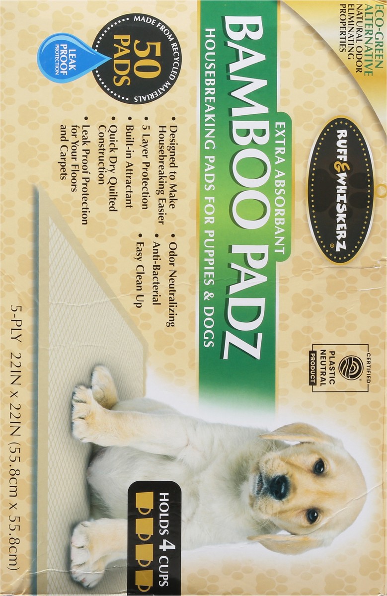slide 15 of 15, Ruff & Whiskerz Extra Absorbant Housebreaking Bamboo Padz Pads for Puppies & Dogs 50 ea, 50 ct