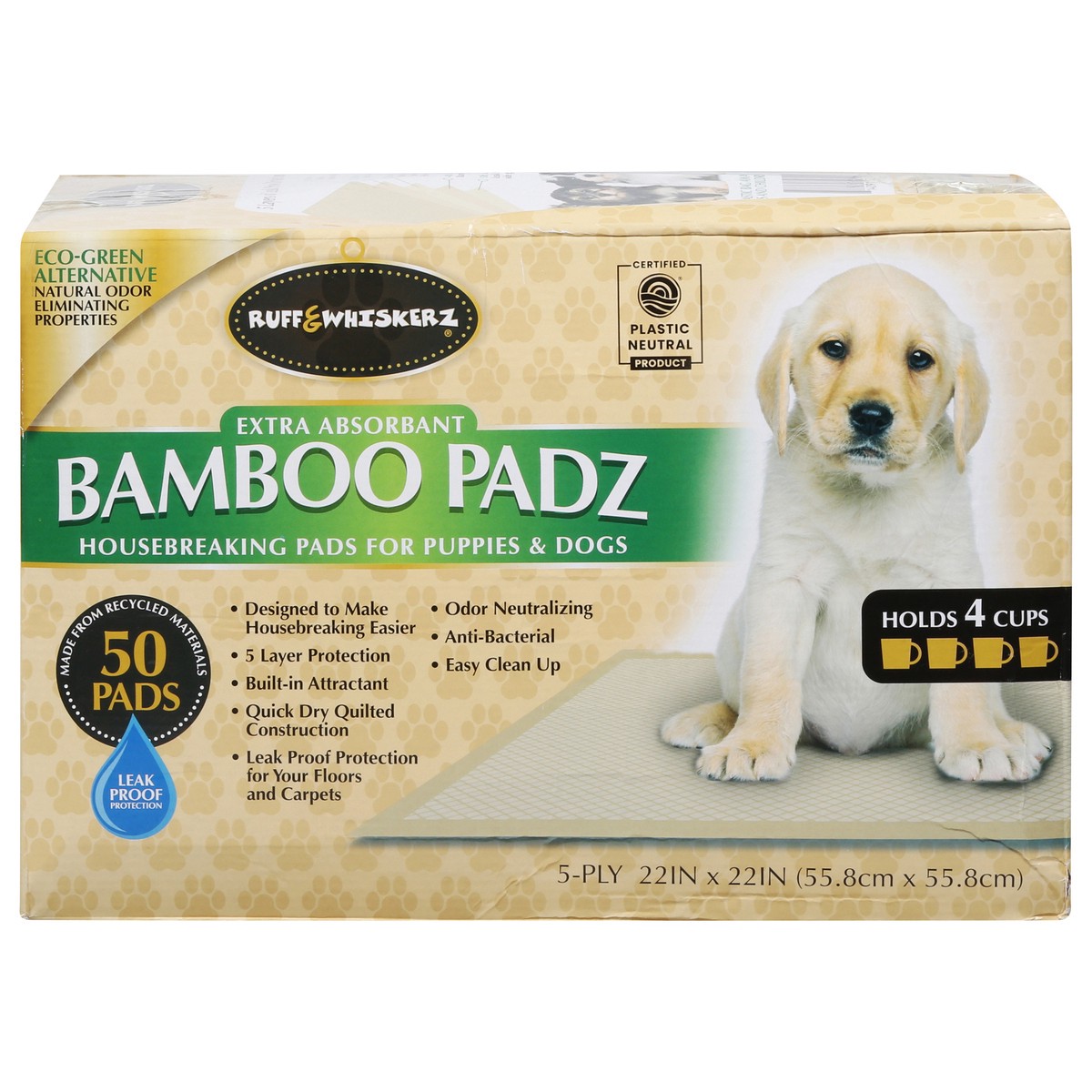 slide 12 of 15, Ruff & Whiskerz Extra Absorbant Housebreaking Bamboo Padz Pads for Puppies & Dogs 50 ea, 50 ct