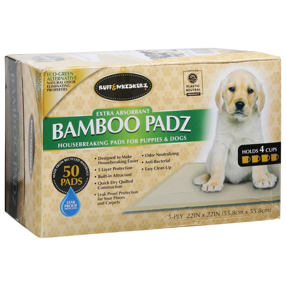 slide 2 of 15, Ruff & Whiskerz Extra Absorbant Housebreaking Bamboo Padz Pads for Puppies & Dogs 50 ea, 50 ct