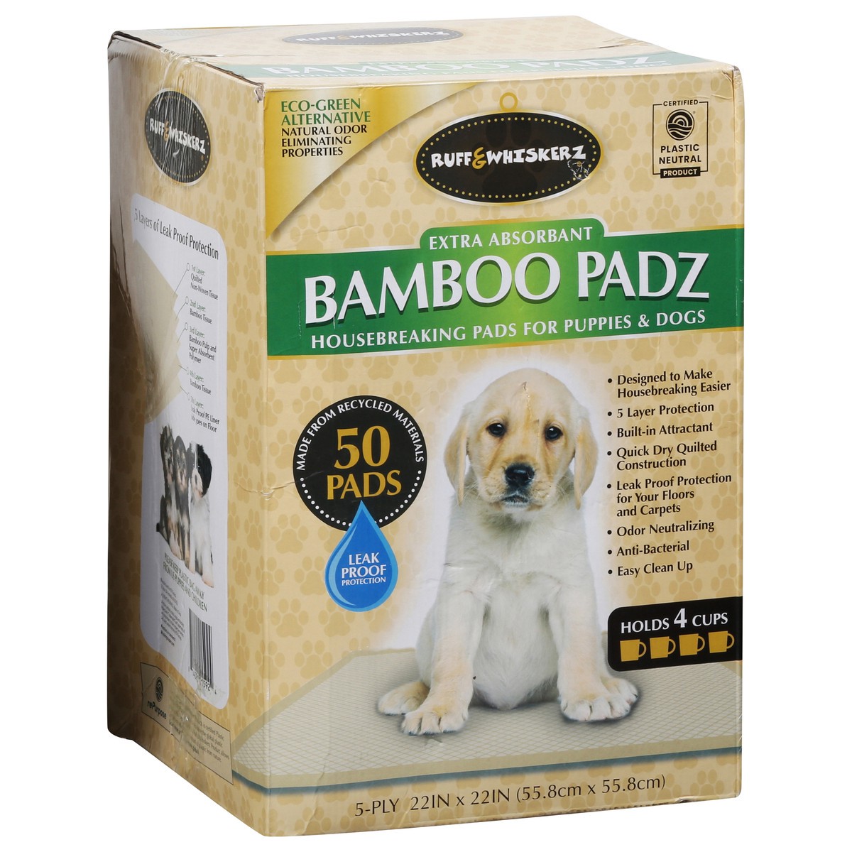 slide 9 of 15, Ruff & Whiskerz Extra Absorbant Housebreaking Bamboo Padz Pads for Puppies & Dogs 50 ea, 50 ct