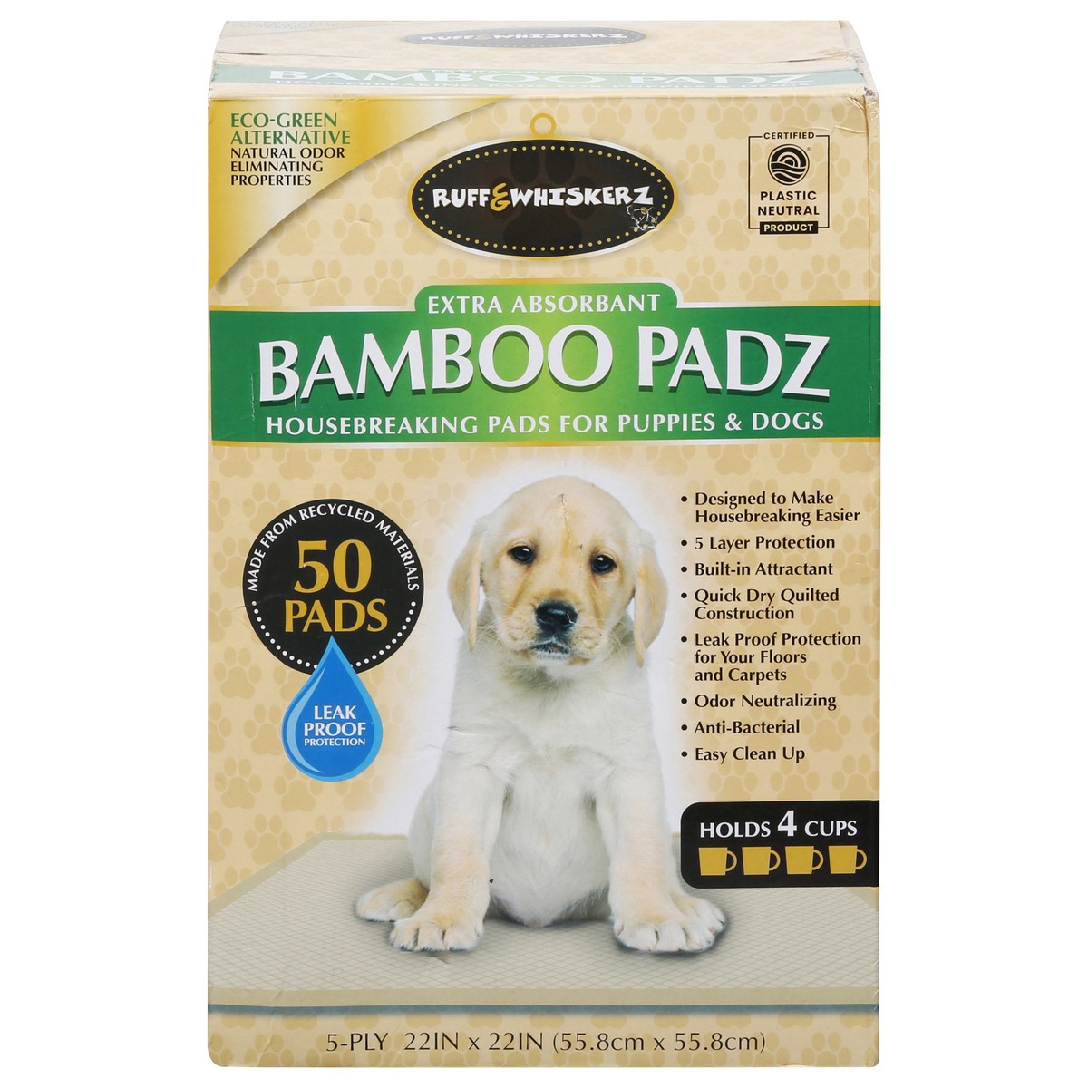 slide 14 of 15, Ruff & Whiskerz Extra Absorbant Housebreaking Bamboo Padz Pads for Puppies & Dogs 50 ea, 50 ct