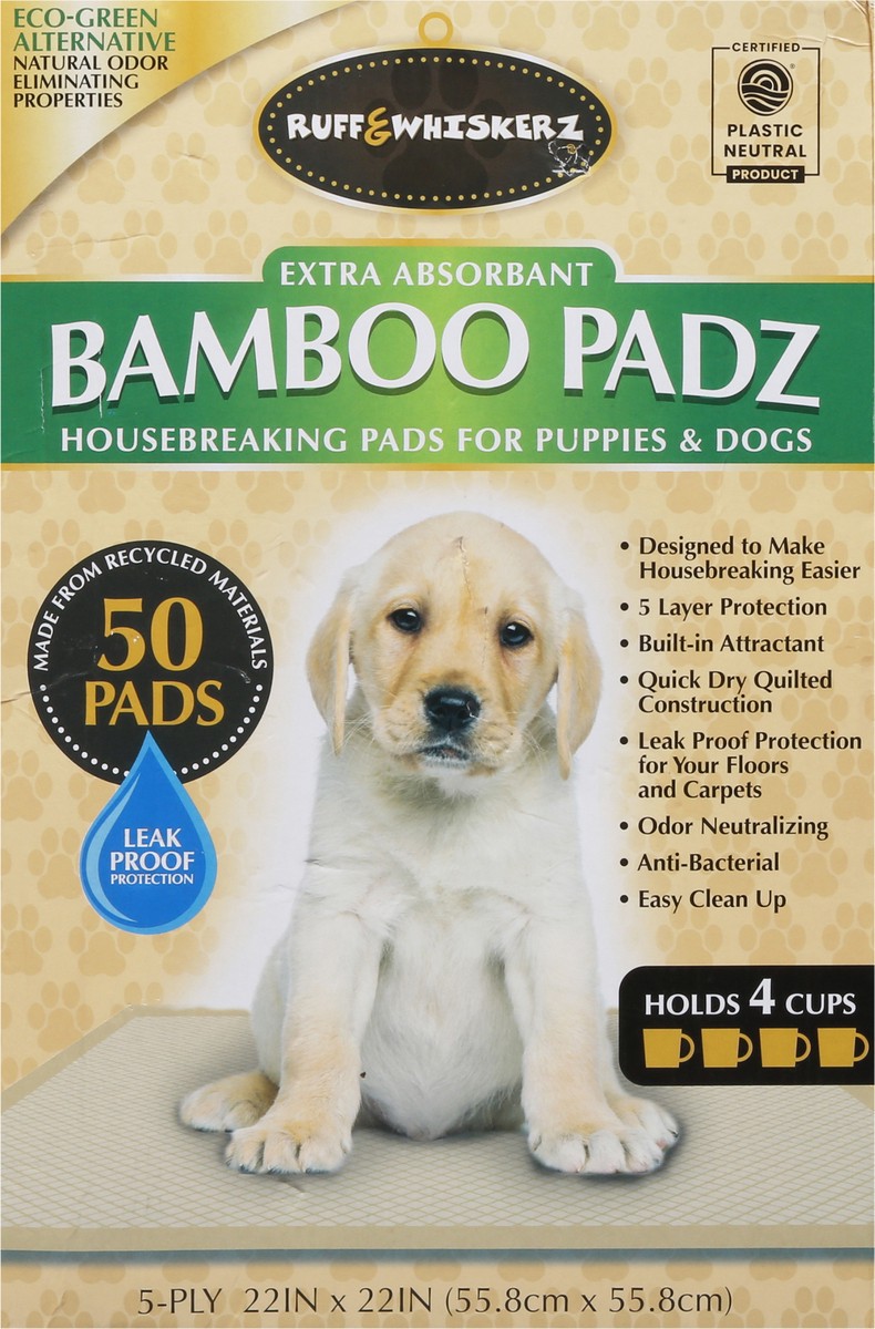 slide 11 of 15, Ruff & Whiskerz Extra Absorbant Housebreaking Bamboo Padz Pads for Puppies & Dogs 50 ea, 50 ct