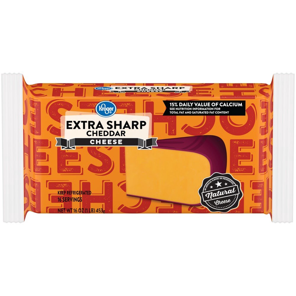 slide 1 of 2, Kroger Sharp Cheddar Cheese Bar, 16 oz