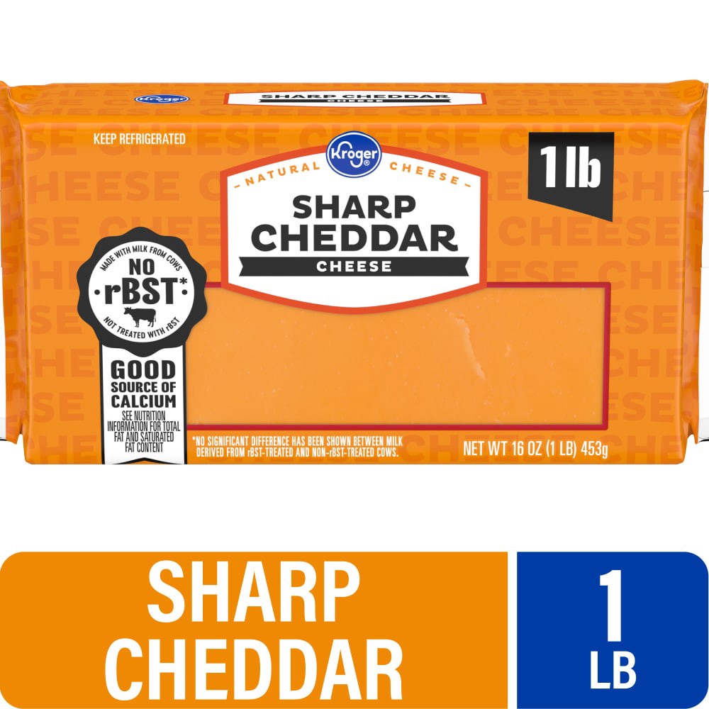 slide 1 of 3, Kroger Sharp Cheddar Cheese Bar, 16 oz