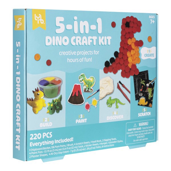slide 2 of 4, Little Yellow Bicycle 5-In-1 Dinosaur Craft Kit, 1 ct