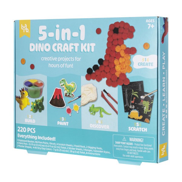 slide 4 of 4, Little Yellow Bicycle 5-In-1 Dinosaur Craft Kit, 1 ct