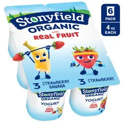 Stonyfield Organic Kids Strawberry Banana & Strawberry Lowfat Yogurt Variety Pack 6-4 oz. Cups