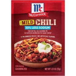 McCormick 30% Less Sodium Chili Mild Seasoning Mix, 1.25 oz
