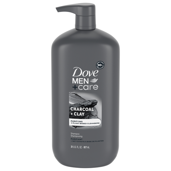 slide 1 of 1, Dove Men+Care DV M SH Charcoal 4p 31z Pump Purifying Shampoo Charcoal + Clay 31 oz, 31 oz