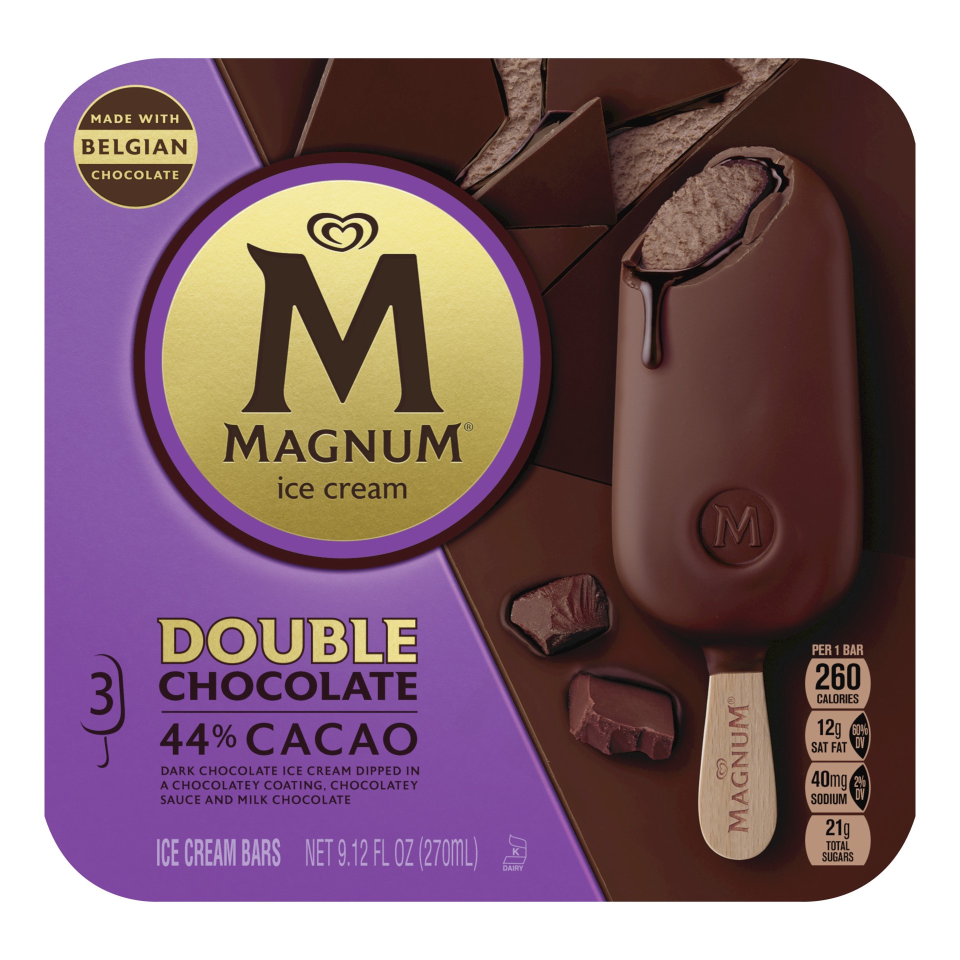 slide 1 of 7, Magnum Double Chocolate Ice Cream Bars - 3ct, 3 ct