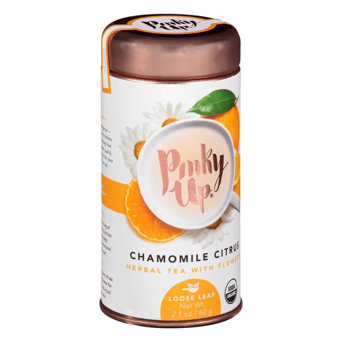 slide 2 of 9, Pinky Up Chamomile Citrus Loose Leaf Tea | Herbal Tea, Caffeine Free, Naturally Calorie & Gluten Free | 2.1 Ounce Tin, 25 Servings, 1 ct