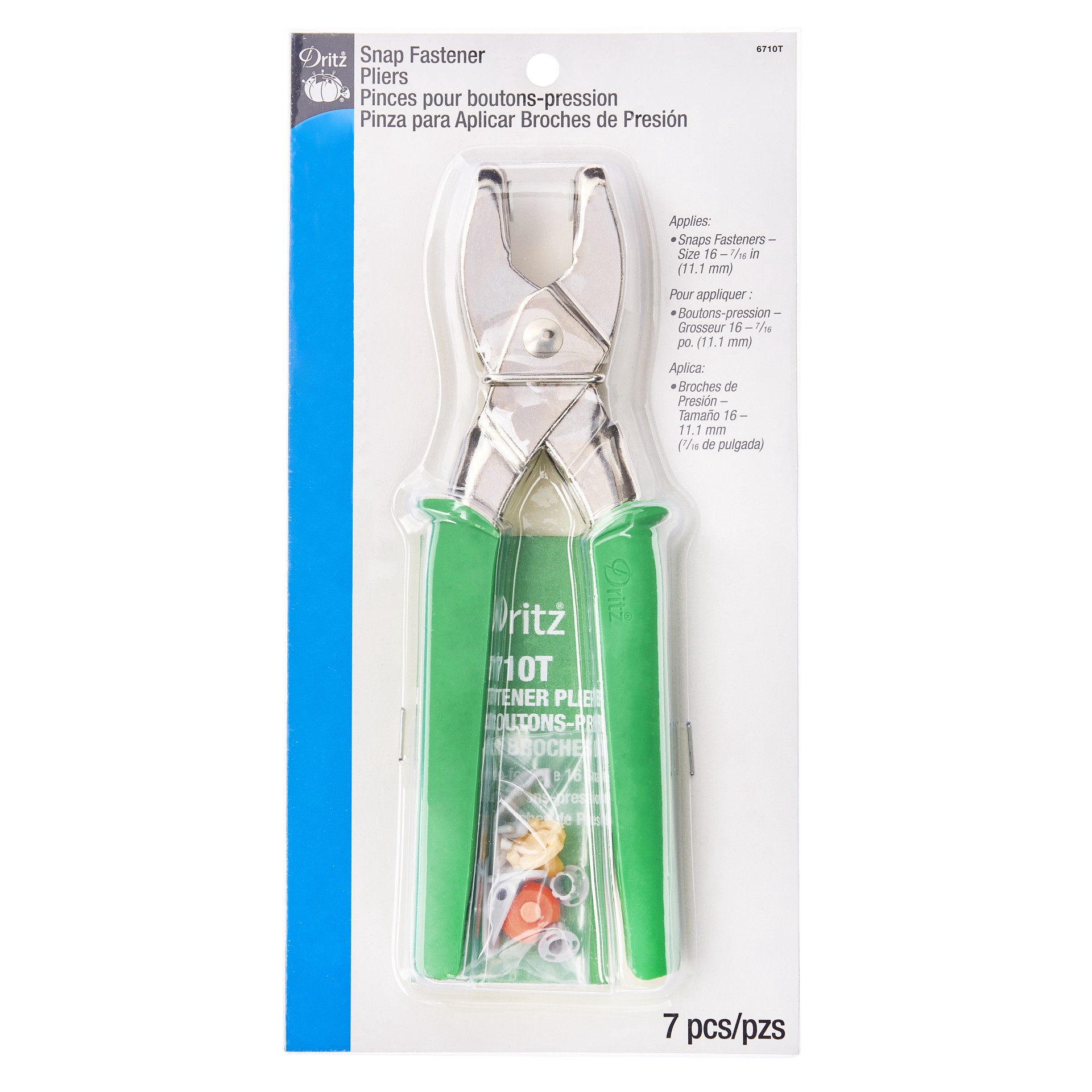 slide 3 of 3, Dritz Snap Fastener Pliers, apply 7/16 in