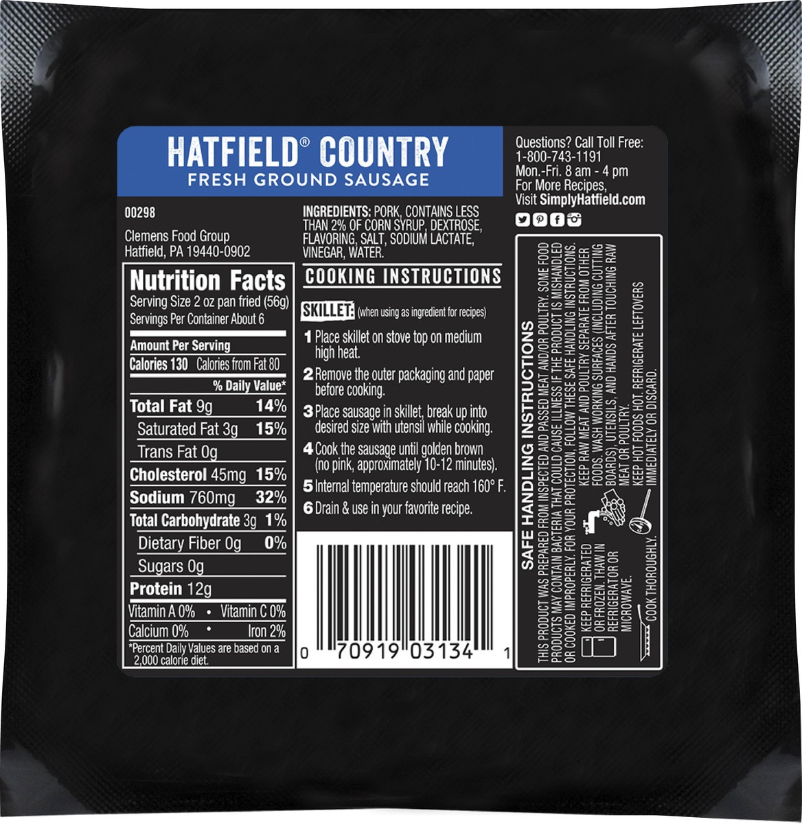 slide 3 of 11, Hatfield Recipe Essentials Fresh Country Ground Sausage 16 oz, 16 oz