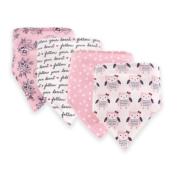 slide 1 of 1, Hudson Baby Owls Bandana Bibs - Pink, 12 ct