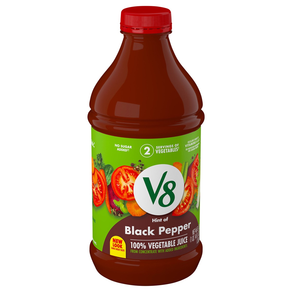 slide 2 of 9, V8 Hint of Black Pepper 100% Vegetable Juice, 46 FL OZ Bottle, 46 oz