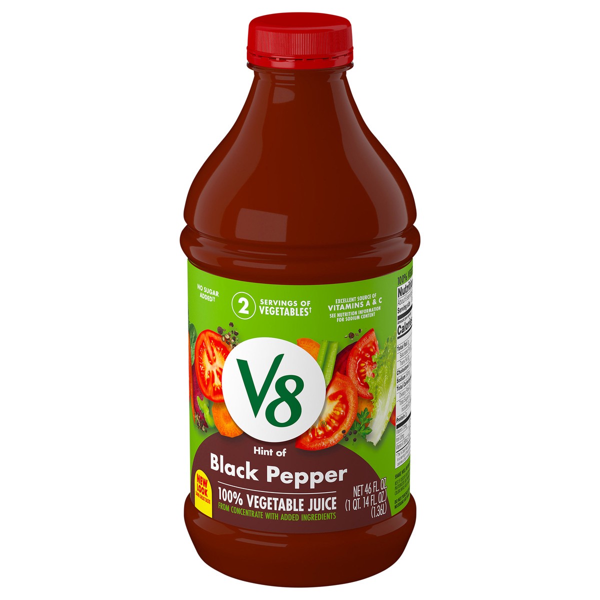 slide 3 of 9, V8 Hint of Black Pepper 100% Vegetable Juice, 46 FL OZ Bottle, 46 oz