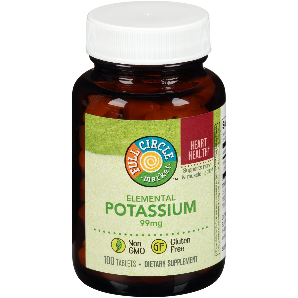 slide 1 of 1, Full Circle Market Potassium Tablets, 100 ct; 99 mg