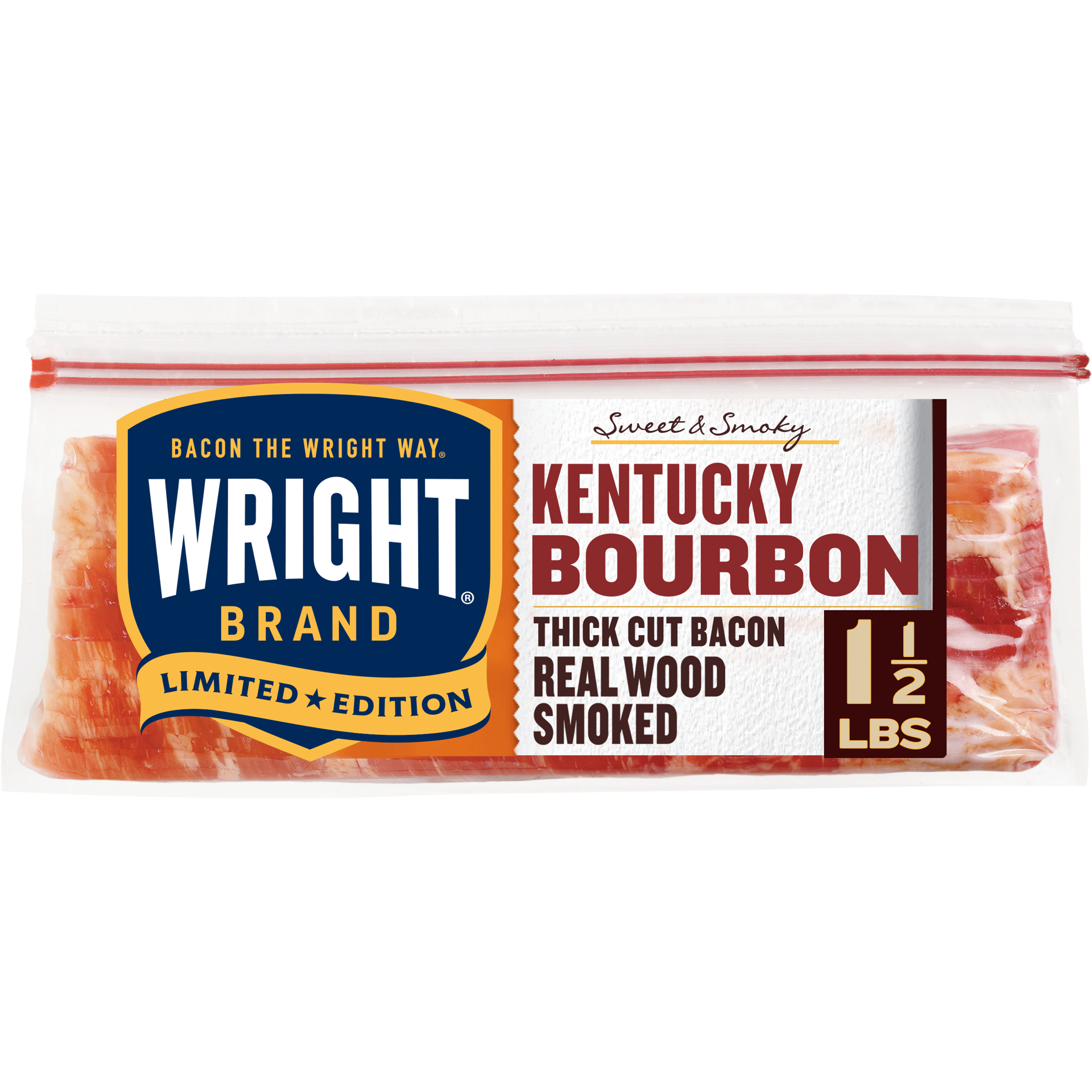 slide 1 of 9, Wright Naturally Hickory Smoked Barrel Aged Bourbon Bacon, 24 oz