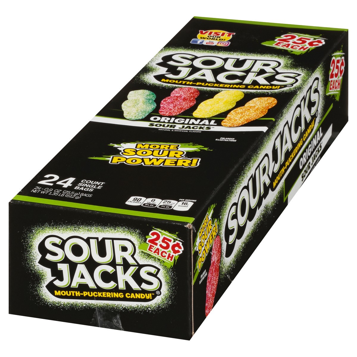 slide 5 of 13, Sour Jacks 24 Pack Mouth-Puckering Original Candy 24 - 0.9 oz Bags, 24 ct