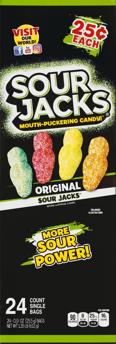 slide 11 of 13, Sour Jacks 24 Pack Mouth-Puckering Original Candy 24 - 0.9 oz Bags, 24 ct