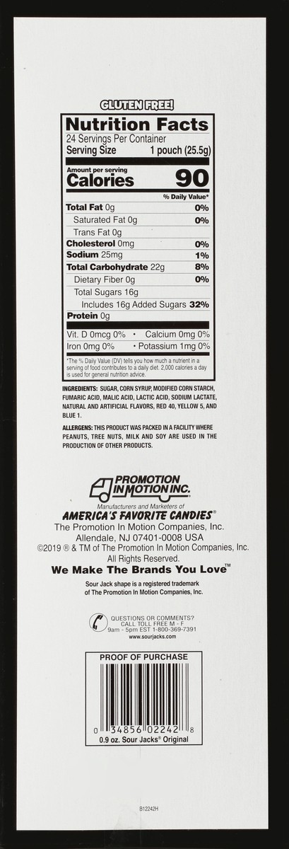 slide 8 of 13, Sour Jacks 24 Pack Mouth-Puckering Original Candy 24 - 0.9 oz Bags, 24 ct