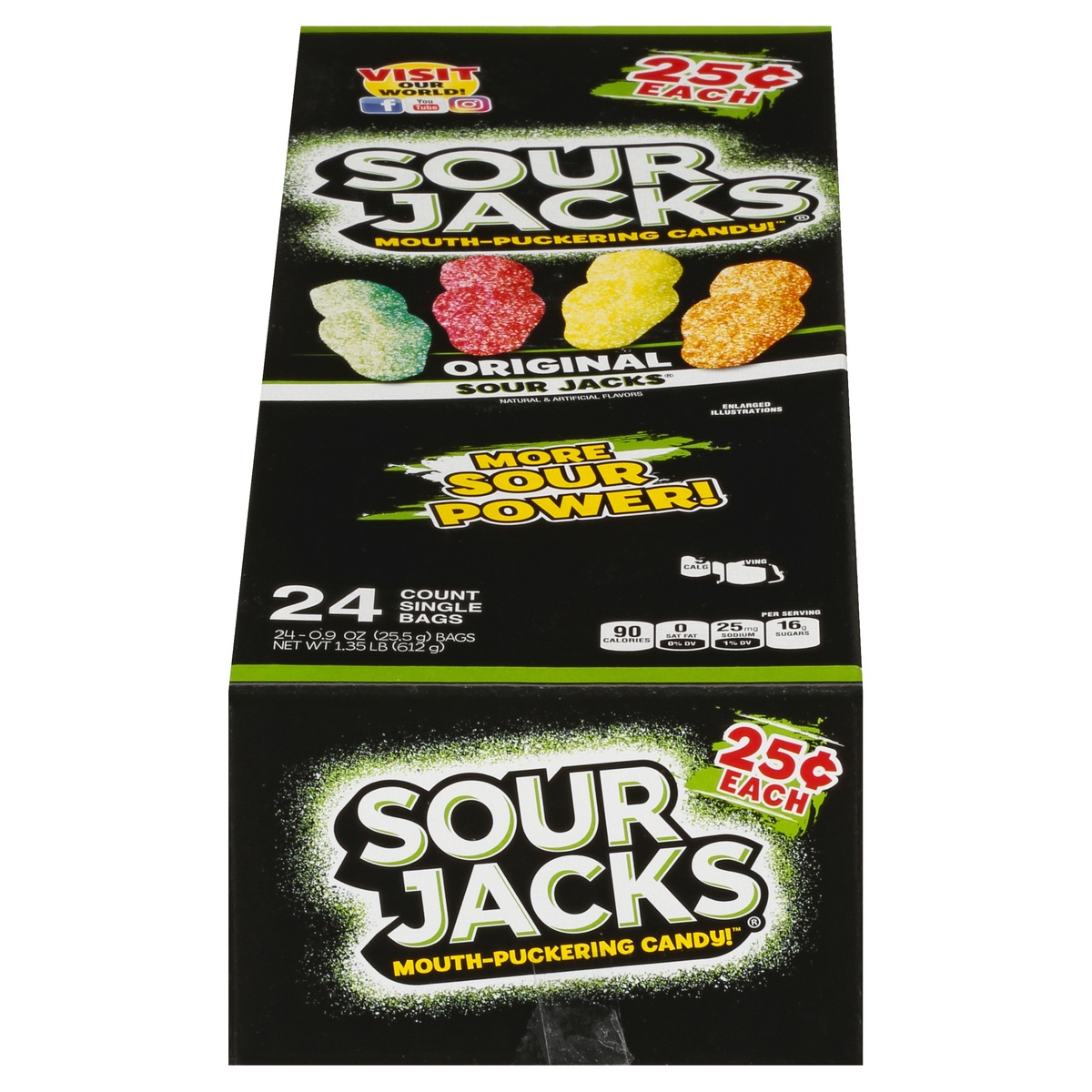 Sour Jacks 24 Pack MouthPuckering Original Candy 24 0.9 oz Bags 24