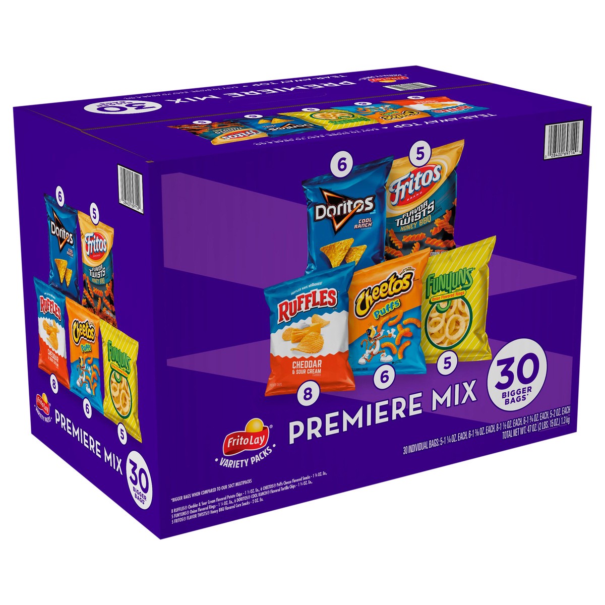 slide 9 of 14, Frito-Lay Snacks Premier Mix Variety 47 Oz 30 Count, 30 ct