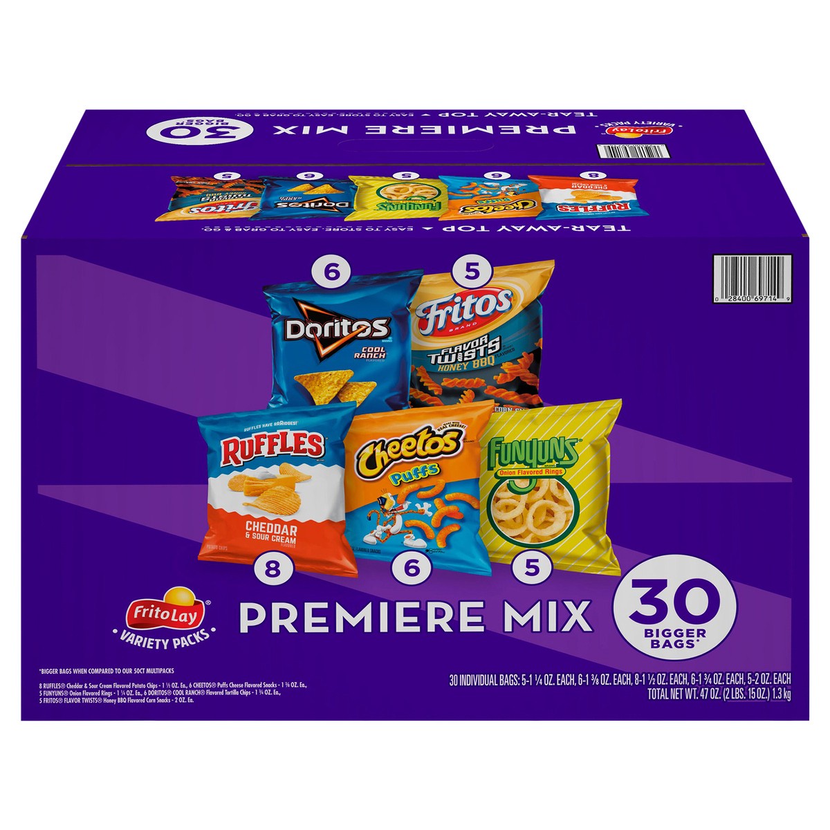 slide 1 of 14, Frito-Lay Snacks Premier Mix Variety 47 Oz 30 Count, 30 ct