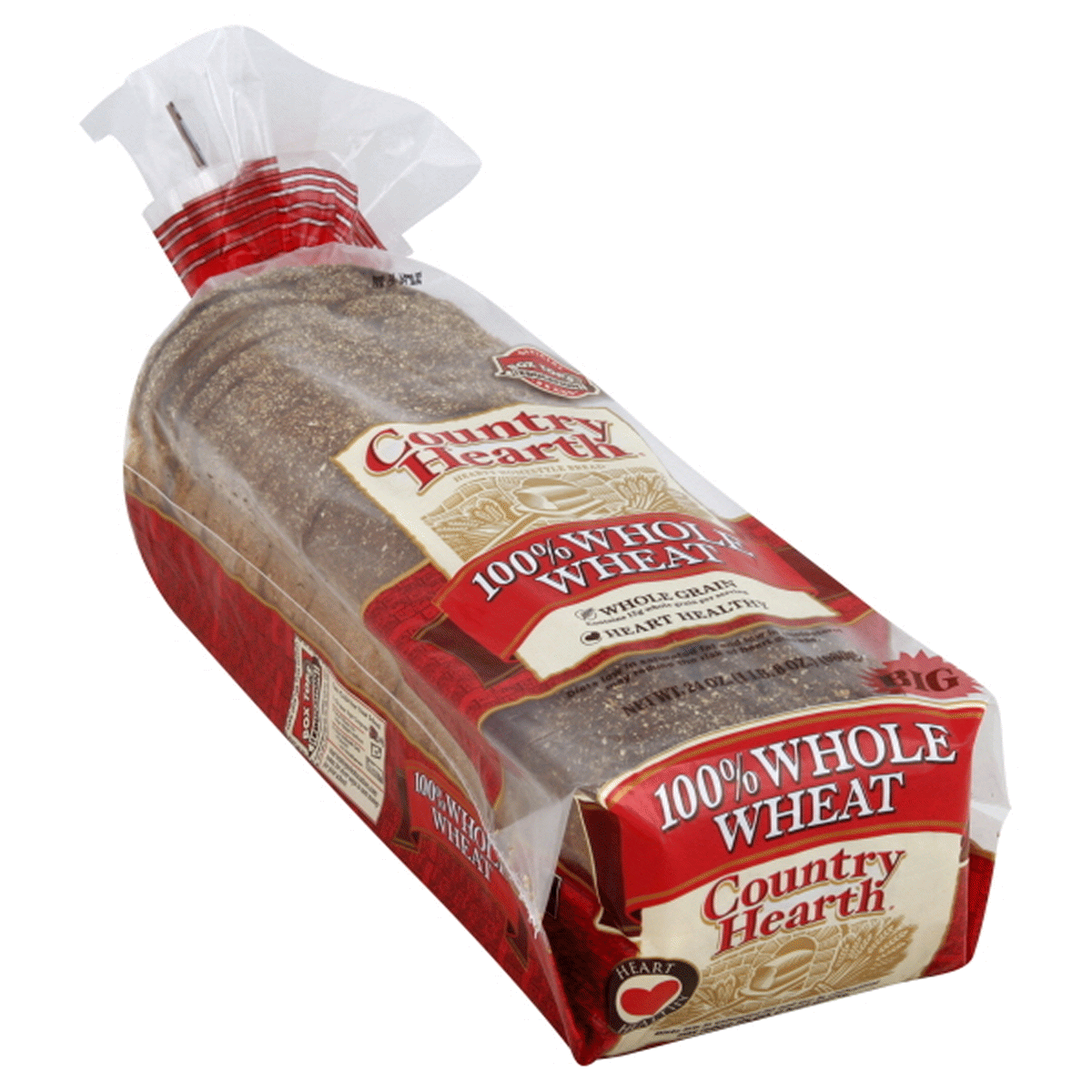 slide 1 of 1, Country Hearth 100% Whole Wheat Bread, 24 oz