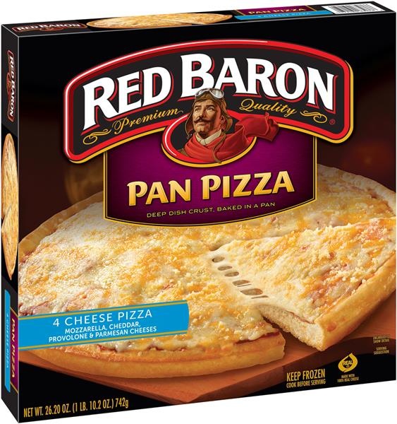 slide 1 of 4, Red Baron Pizza, Pan, 4-Cheese, 26.2 oz