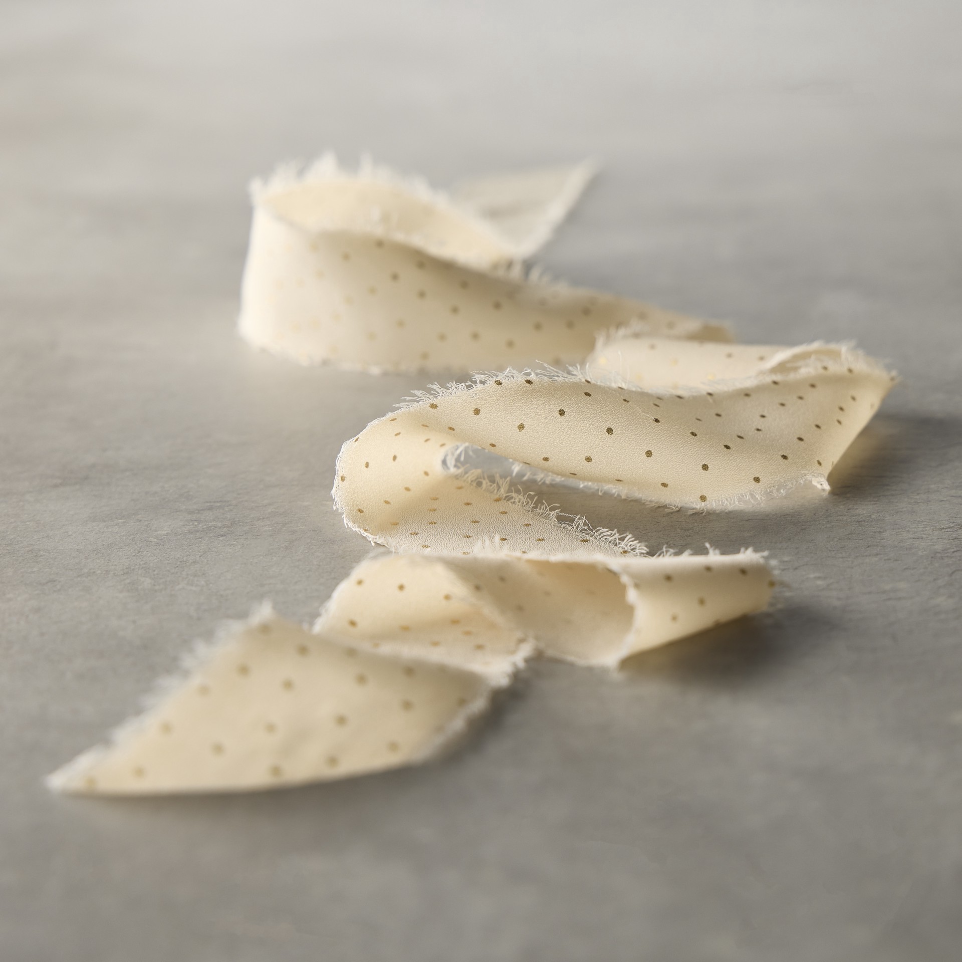 slide 2 of 2, 1.5" X 3yd. White Chiffon Gold Dot Ribbon With Fray Edge By Celebrate It Classic, 1.5 in x 3 yd